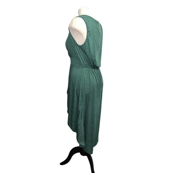 Halara Deep V Neck Sleeveless High Low Crossover Hem Midi Casual Dress Sz Large - Picture 5 of 14